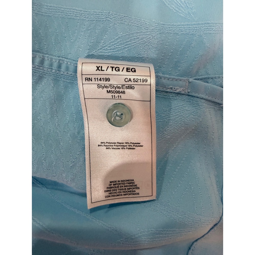 Quiksilver Button Down Shirt Mens XL Blue Tropical Jacquard Short Sleeve M509848 - Picture 7 of 8